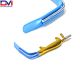 Delta Med Surgical 120x25mm Insulated Ferreira Style Retractor showing the black/blue insulation coating and integrated fiber optic port.