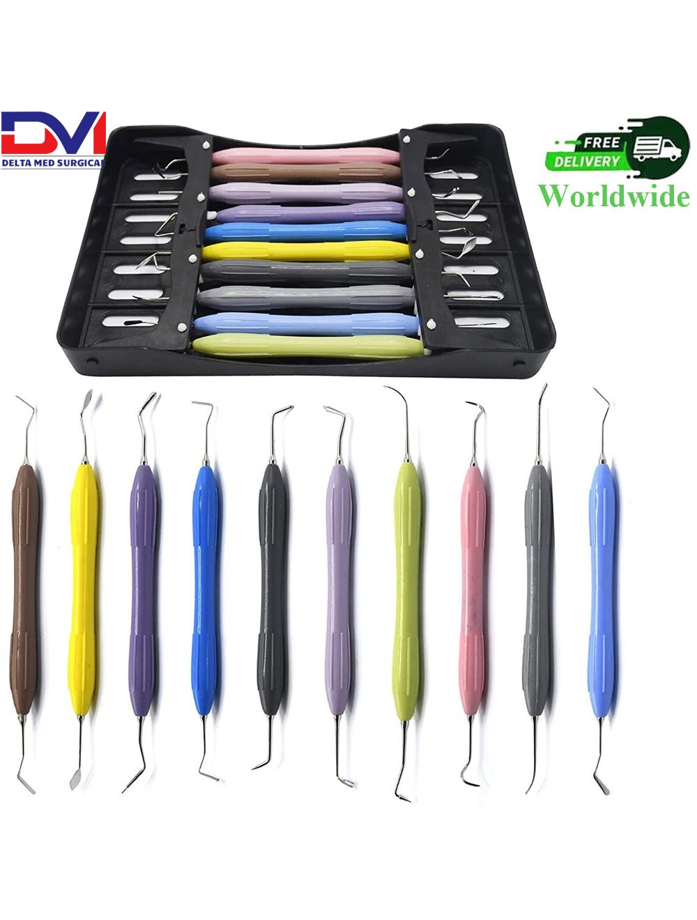 thumbnail image 2 of Aplix Med 5-Piece Composite Dental Filling Instrument Kit With Silicone Handle & Carrying Cassette 2 of 5